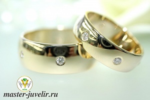 Обручальные кольца с бриллиантами золотые