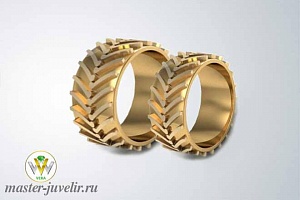 Золотые обручальные кольца шины колеса 