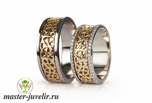 Обручальные золотые кольца кельтские узоры с бриллиантами