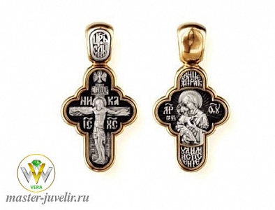 Православный крестик Распятие Христово Владимирская икона Божией Матери