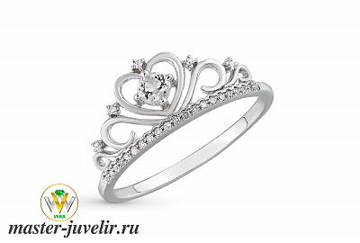 Серебряное кольцо помолвочное с бриллиантами