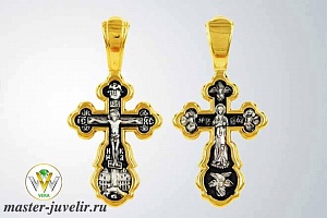 Православный крестик Распятие Христово Валаамская икона Божией Матери 