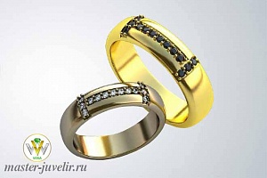 Обручальные кольца классической формы с драгоценными камнями 