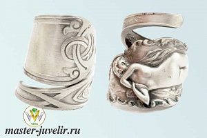 Необычное серебряное кольцо Девушка в пучине волн