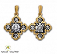 Православный крестик Спас Нерукотворный Казанская икона Божией Матери 