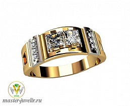 Золотое кольцо с горным хрусталем и бриллиантами