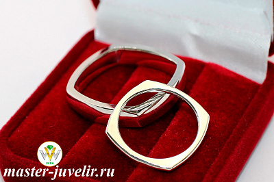 Серебряные обручальные кольца квадратные