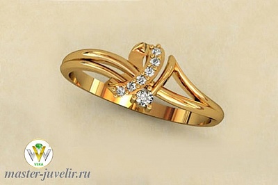 Очаровательное золотое кольцо с бриллиантами