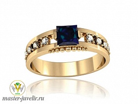 Золотое кольцо с полудрагоценными камнями