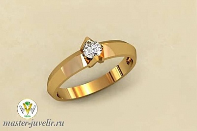 Широкое золотое кольцо для помолвки с топазом 