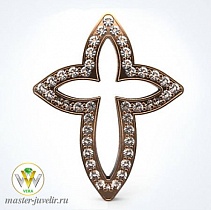 Крестик декоративный нательный интересной формы с бриллиантами