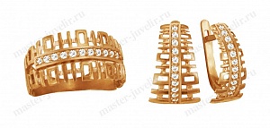 Комплект золотой на заказ: кольцо и серьги