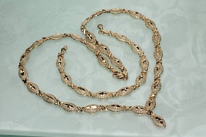 Комплект золотых украшений женский,колье и браслет 