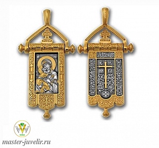 Владимирская икона Божией Матери Процветший крест Образок