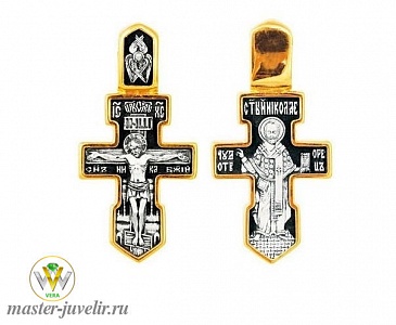 Православный крестик Распятие Христово с  предстоящими. Ангел Хранитель Спас Нерукотворный