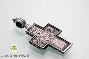 Крестик иконка серебряный Пресвятая Богородица