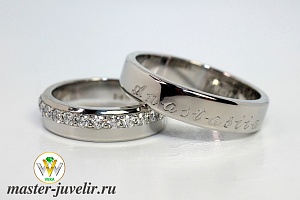 Обручальные кольца с бриллиантами из платины