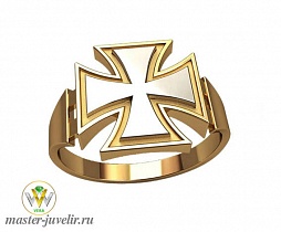Золотое славянское кольцо с крестом