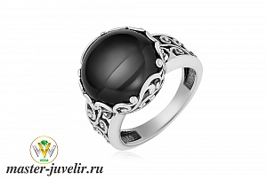 Серебряное кольцо с круглым агатом