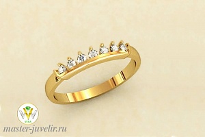 Утонченное золотое кольцо с бриллиантами