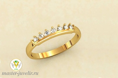 Утонченное золотое кольцо с бриллиантами
