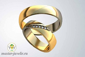 Обручальные кольца классической формы с камнями 