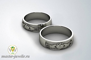 Кладдахские обручальные кольца в белом золоте 