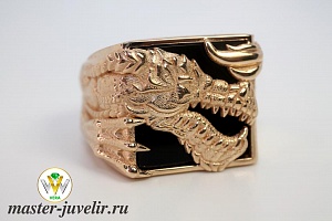 Печатка золотая с драконом