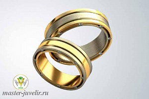 Обручальные кольца из золота двухцветные 