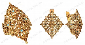 Золотой комплект с топазами: кольцо и серьги
