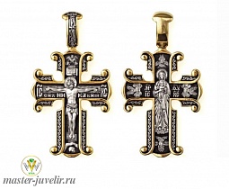 Православный крестик Распятие Христово Валаамская икона Божией Матери