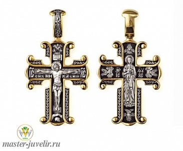 Православный крестик Распятие Христово Валаамская икона Божией Матери