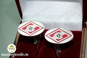 Серебряные запонки с логотипом футбольного клуба Спартак