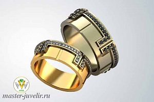 Эксклюзивные кольца обручальные с бриллиантами и сапфирами