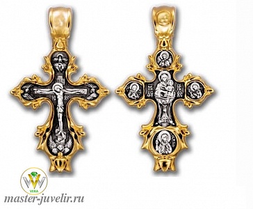 Православный крестик Распятие Икона Божией Матери Живописный источник
