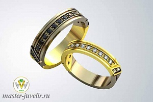 Обручальные кольца с сапфирами и бриллиантами