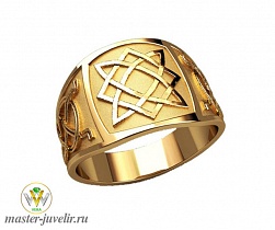 Золотое кольцо с символикой звезда Руси