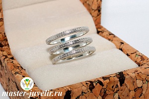 Серебряное тройное кольцо широкое
