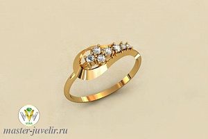 Золотое кольцо с дорожкой из бриллиантов