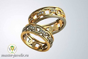 Обручальные кольца в виде браслетов с бриллиантами