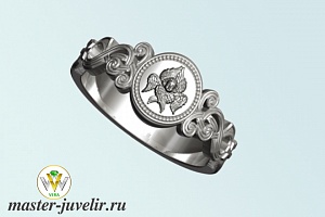Серебряное кольцо Серафим с узорами