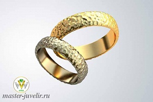 Обручальные кольца с неровной поверхностью из комбинированного золота