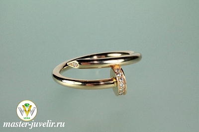 Дизайнерское золотое кольцо Гвоздь с бриллиантами