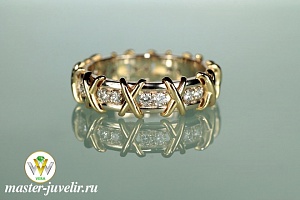 Кольцо с бриллиантами из комбинированного родированное