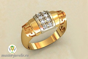 Кольцо женское из комбинированного золота с бриллиантами