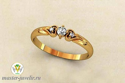 Помолвочное кольцо Сердца с бриллиантами