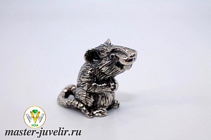 Сувенир талисман серебряная Крыска ждущая потомство 
