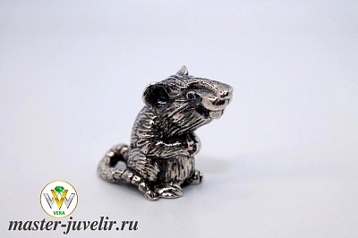Сувенир талисман серебряная Крыска ждущая потомство 
