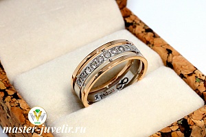Мужское кольцо с бриллиантами обручальное
