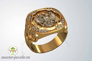 Печатка золотая Герб Москвы с бриллиантами